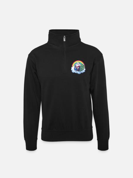 Pfau Vogel Weihnachtsmann Weihnachten - Unisex Pullover mit Zip-Kragen - Schwarz