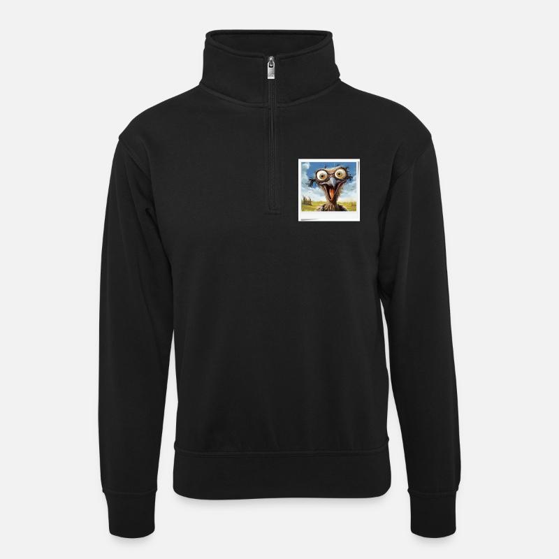 Oiseau rieur aux grands yeux - Sweat col montant zippé unisexe - noir