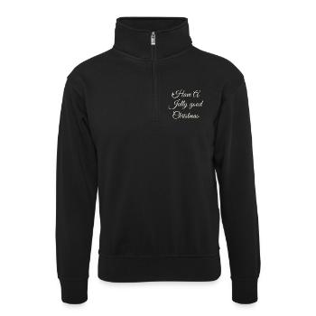 Hab ein fröhliches Weihnachtsskript - Unisex Pullover mit Zip-Kragen - Schwarz - Vorne