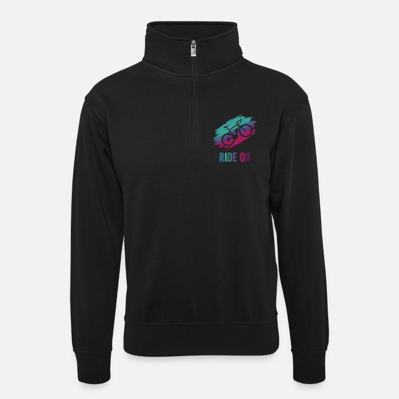 Rainbow Bike Ride On - Unisex Pullover mit Zip-Kragen - Schwarz