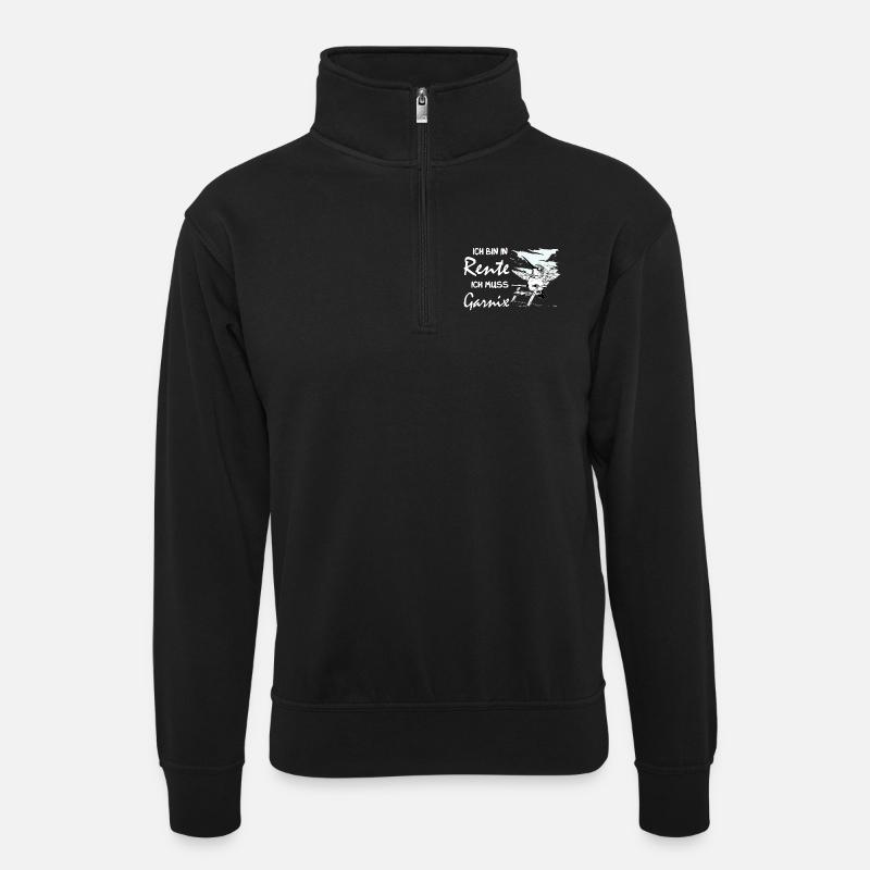 Funny German retirement design - Unisex sweater with zip collar - black