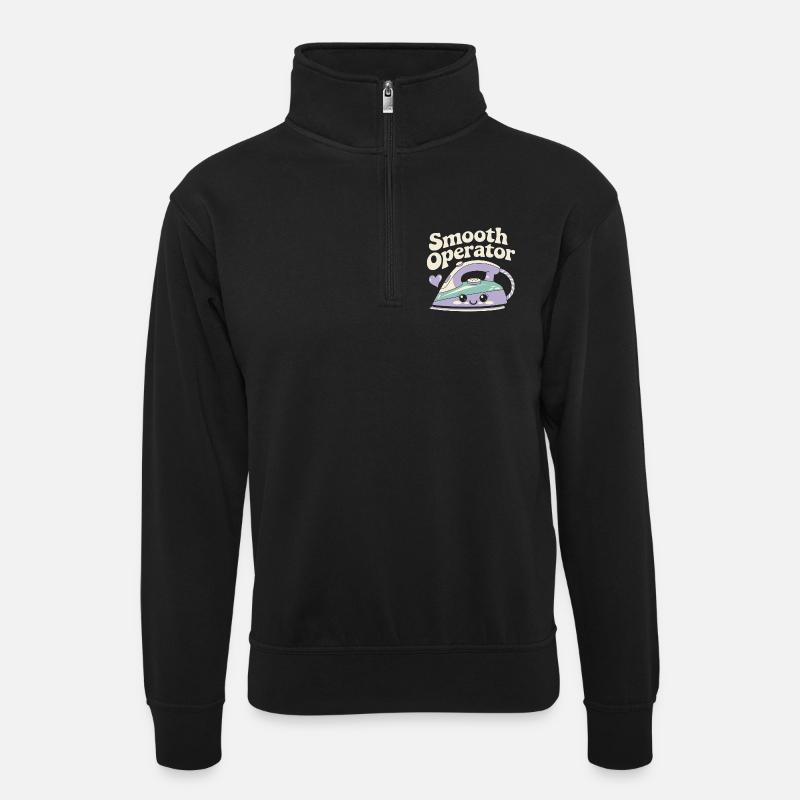 Kawaii Haushalt Bügeleisen - Unisex Pullover mit Zip-Kragen - Schwarz
