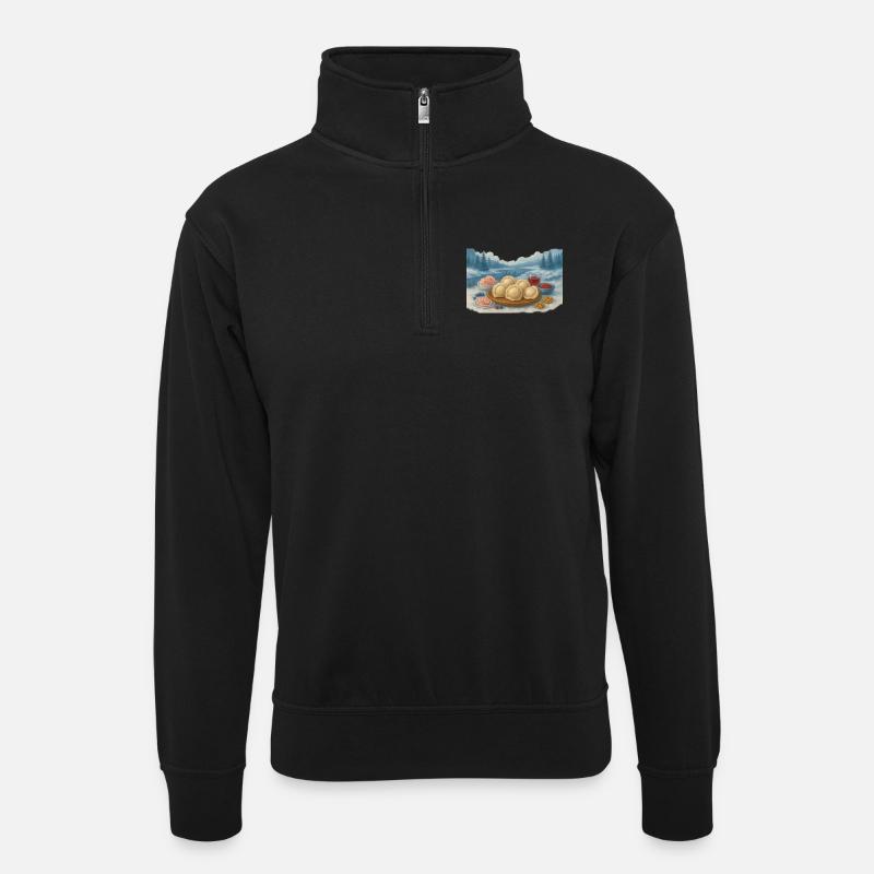Rezepte des Weiten Nordes - Unisex Pullover mit Zip-Kragen - Schwarz