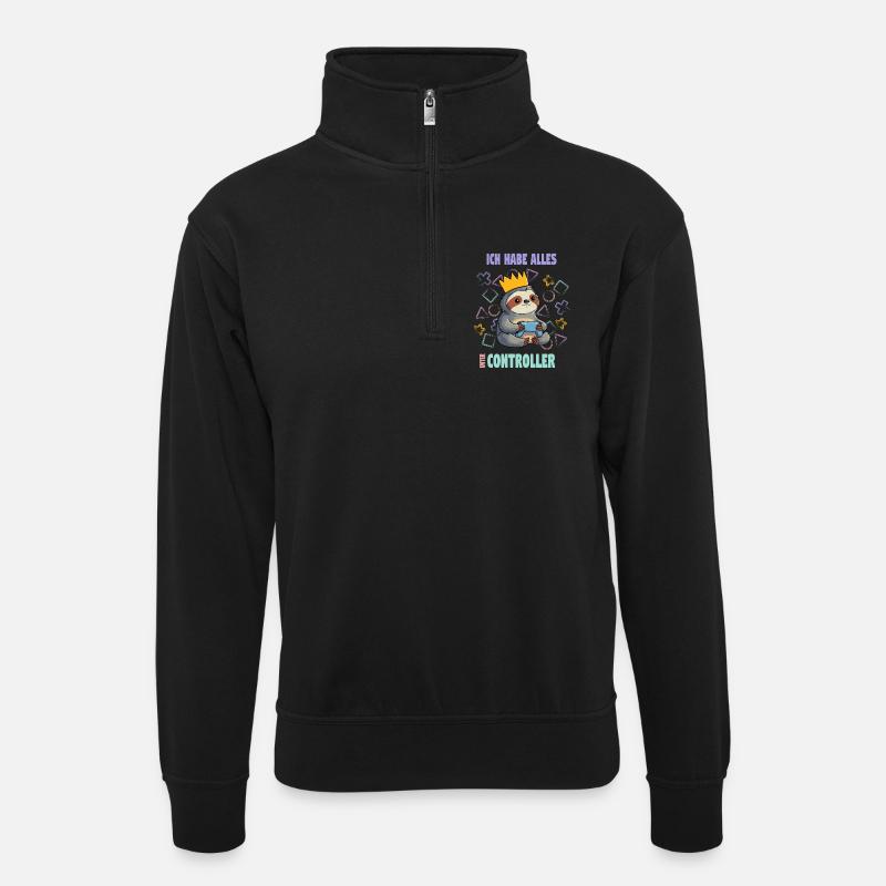 controller sloth gaming - Unisex sweater with zip collar - black