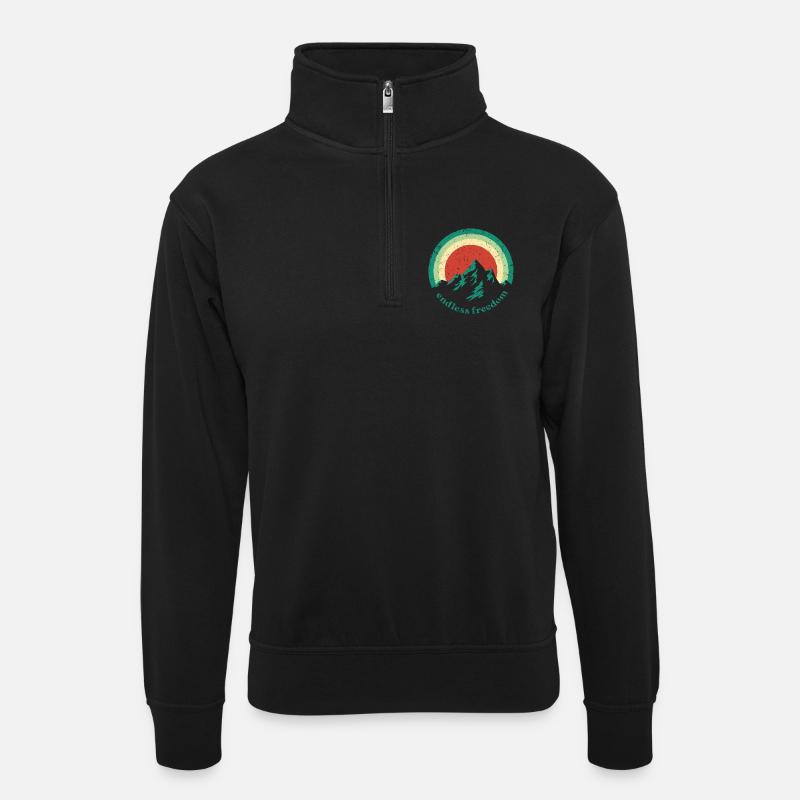 Endless Freedom Mountain Rainbow dans un design rétro - Sweat col montant zippé unisexe - noir