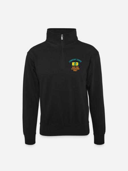 Comfort Zone Charging Motto - Unisex sweater with zip collar - black