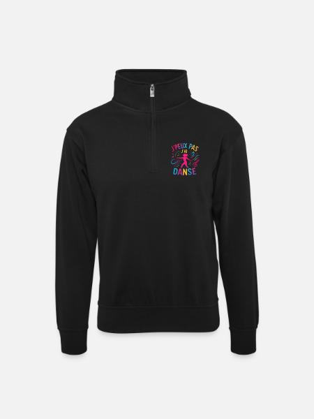 I Can't I Danced — Buntes Glitzern - Unisex Pullover mit Zip-Kragen - Schwarz