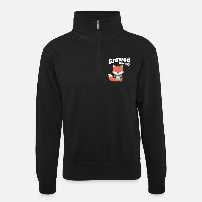 Kaffeefox : Énergie brassée - Sweat col montant zippé unisexe - noir