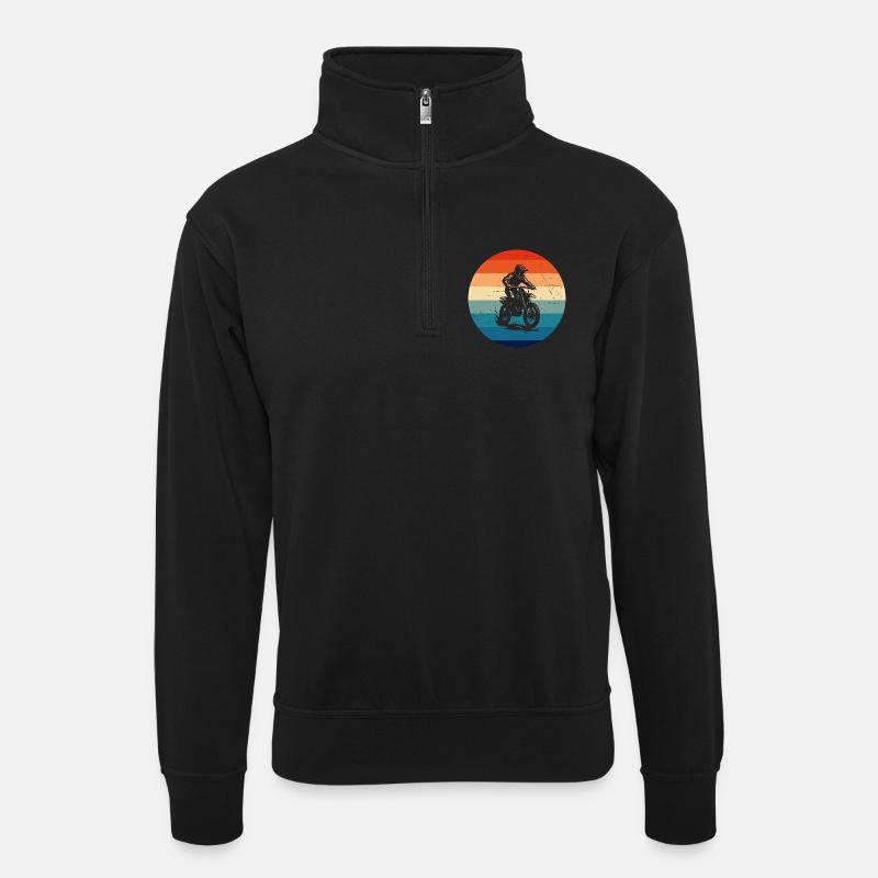 Motocross Power Motocross Design - Unisex Pullover mit Zip-Kragen - Schwarz