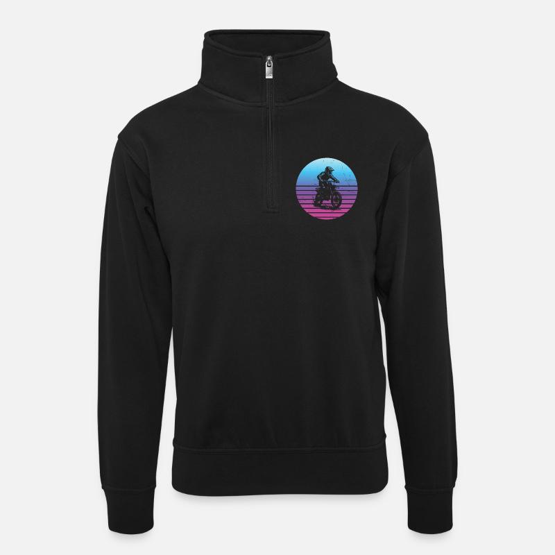 Direkte Motocross Aussage - Unisex Pullover mit Zip-Kragen - Schwarz