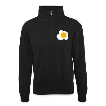 Spiegelei Frühstück Grafik Humor - Unisex Pullover mit Zip-Kragen - Schwarz - Vorne