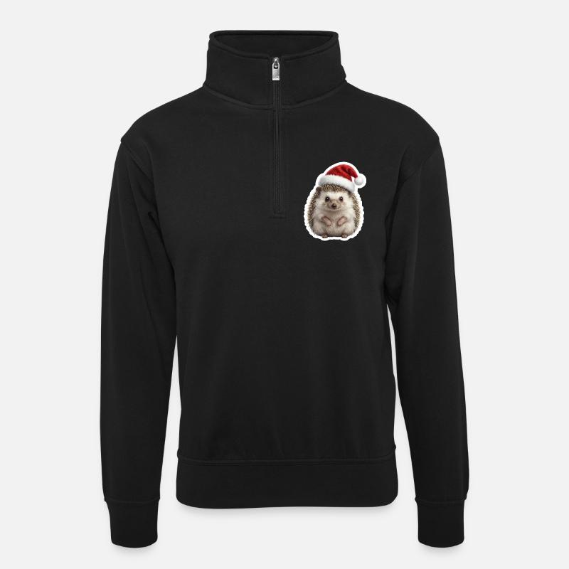 Hérisson avec capsule souple - Sweat col montant zippé unisexe - noir