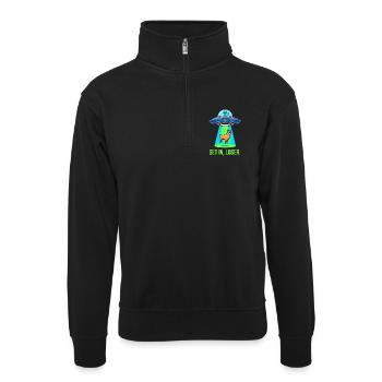 Get In Loser – lustiges Lama Alien UFO - Unisex Pullover mit Zip-Kragen - Schwarz - Vorne