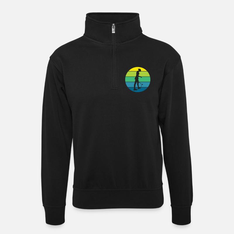 Tennis - Unisex Pullover mit Zip-Kragen - Schwarz