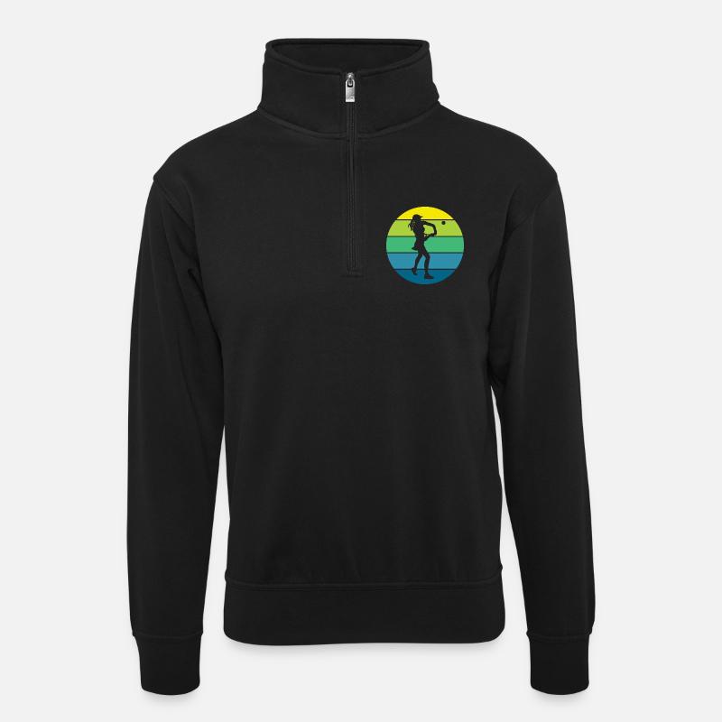 Tennis - Unisex Pullover mit Zip-Kragen - Schwarz