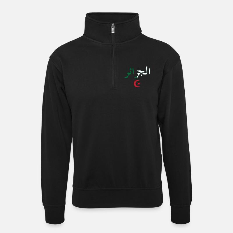 Algerien BZ-Flagge - Unisex Pullover mit Zip-Kragen - Schwarz