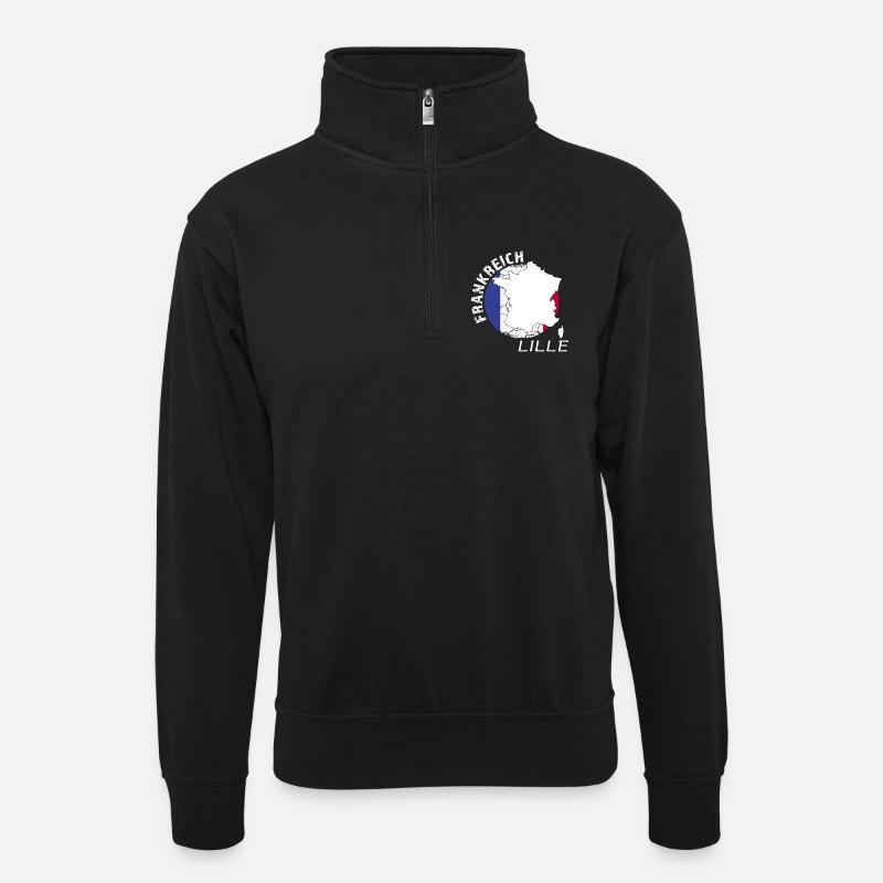 Lille - Sweat col montant zippé unisexe - noir
