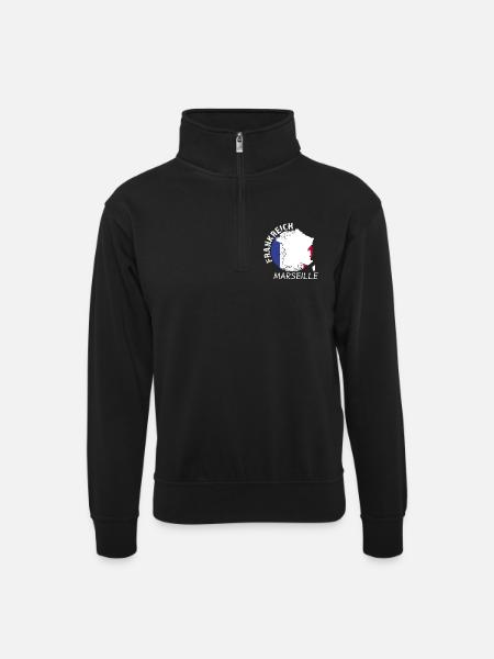 Marseille - Sweat col montant zippé unisexe - noir