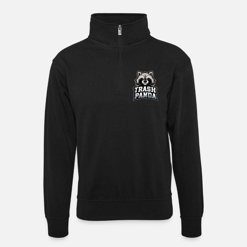 Trash Panda Waschbär Emblem - Unisex Pullover mit Zip-Kragen - Schwarz