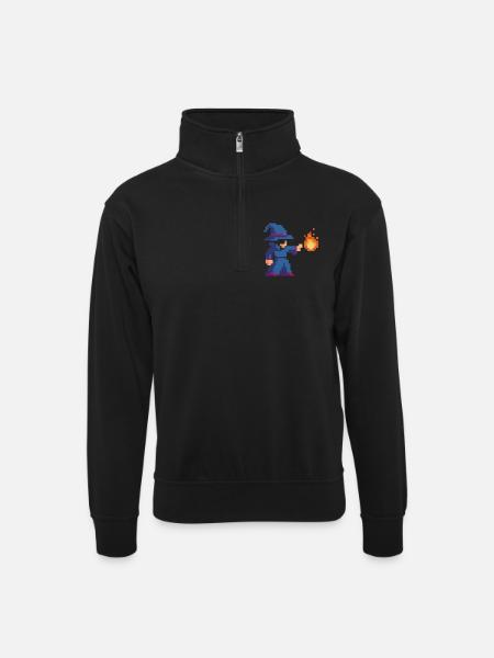 Pixel Wizard et Fire - Sweat col montant zippé unisexe - noir