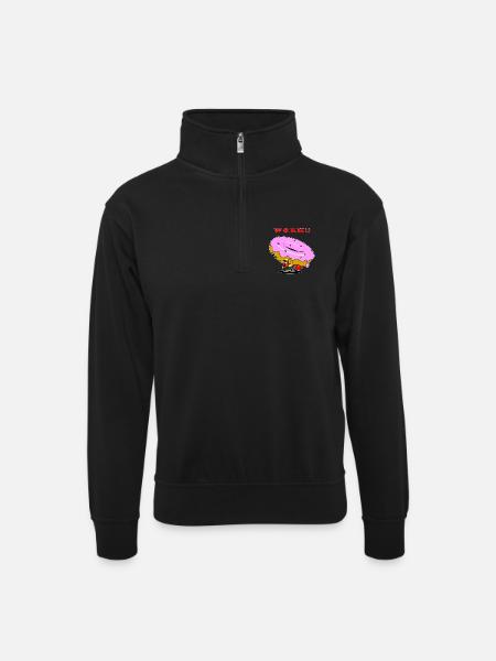 Ant Donut Worker Cartoon - Unisex sweater with zip collar - black