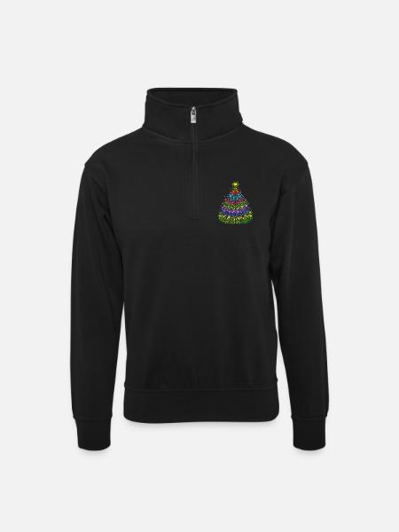 Christmas tree - Unisex sweater with zip collar - black