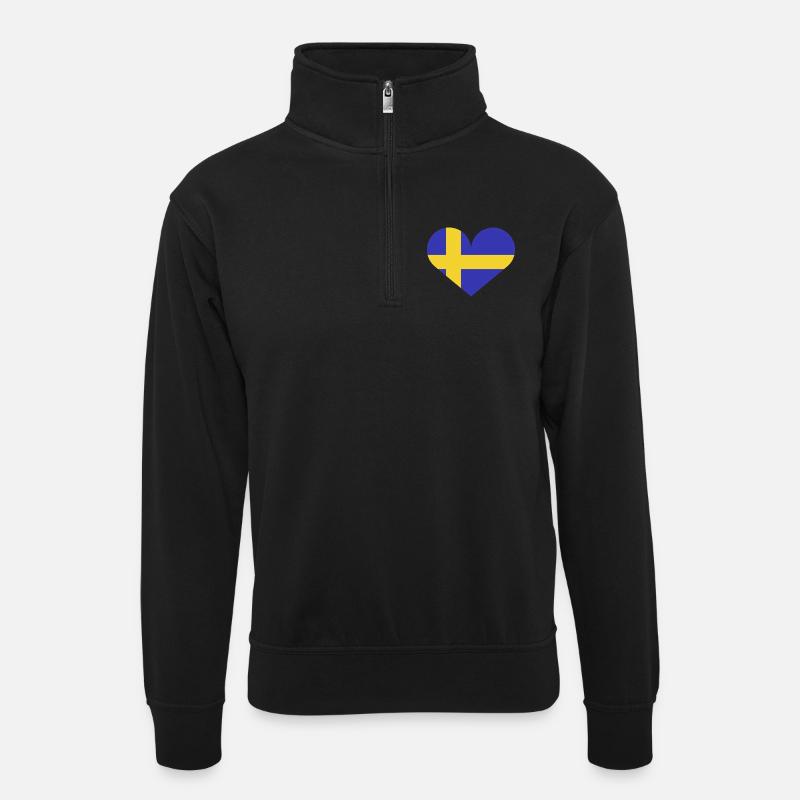 Schwedische Flagge - Unisex Pullover mit Zip-Kragen - Schwarz