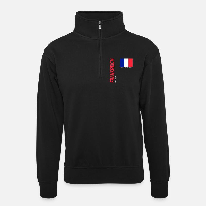 Dijon - Unisex Pullover mit Zip-Kragen - Schwarz