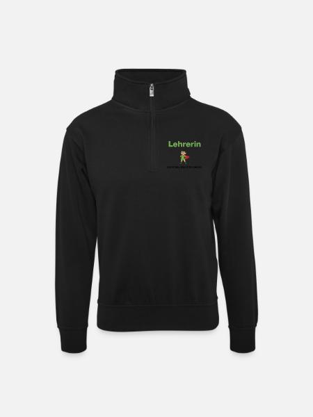 Lehrerin – Superheldin für Kinder - Unisex Pullover mit Zip-Kragen - Schwarz
