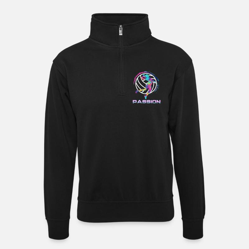 Volley - Unisex Pullover mit Zip-Kragen - Schwarz