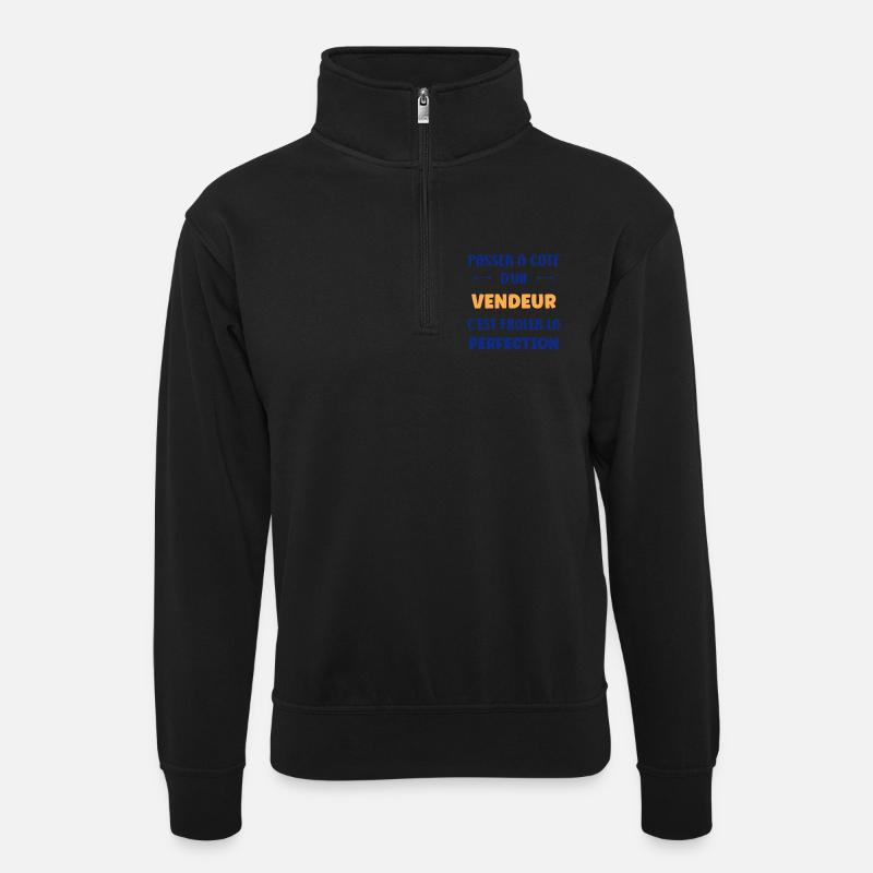 Verkäufer - Unisex Pullover mit Zip-Kragen - Schwarz