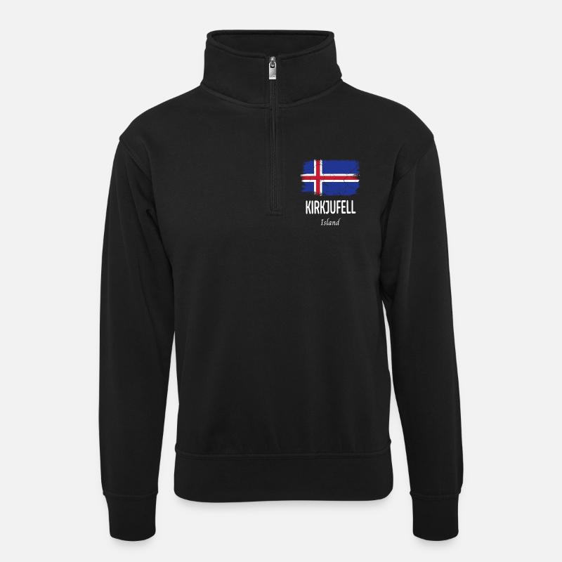 Kirkjufell - Sweat col montant zippé unisexe - noir