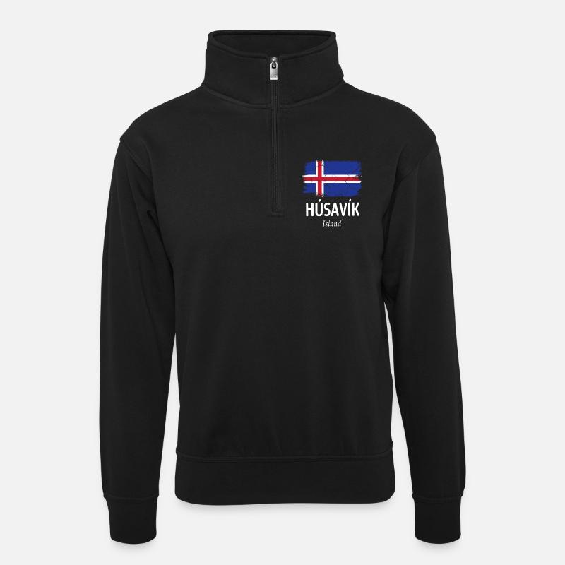 húsavík - Sweat col montant zippé unisexe - noir