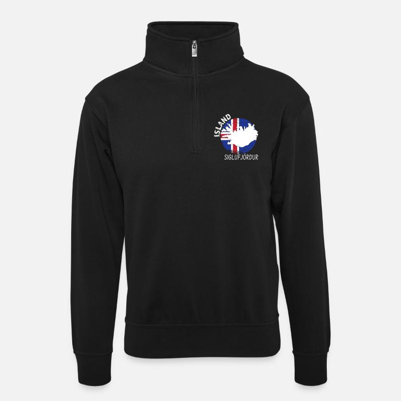 Siglufjördur - Unisex sweater with zip collar - black