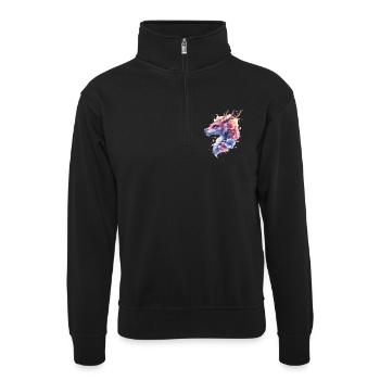 Dragon Fleur Bleu - Sweat col montant zippé unisexe - noir - Devant