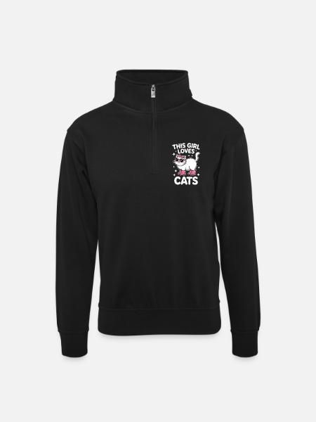 Cats Saying Funny Cat Gift - Unisex sweater with zip collar - black