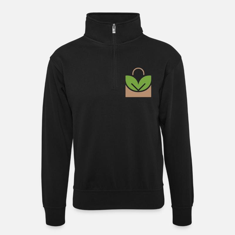 Logo de plante en pot EcoLeaf - Sweat col montant zippé unisexe - noir