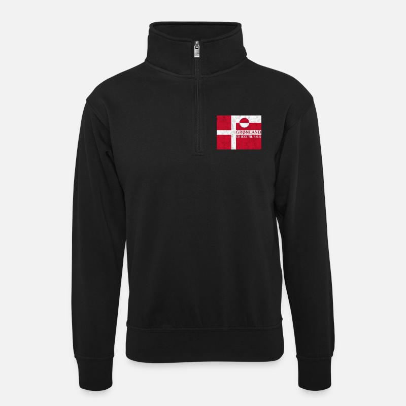 Grønland Ikke Til Salg - Unisex Pullover mit Zip-Kragen - Schwarz