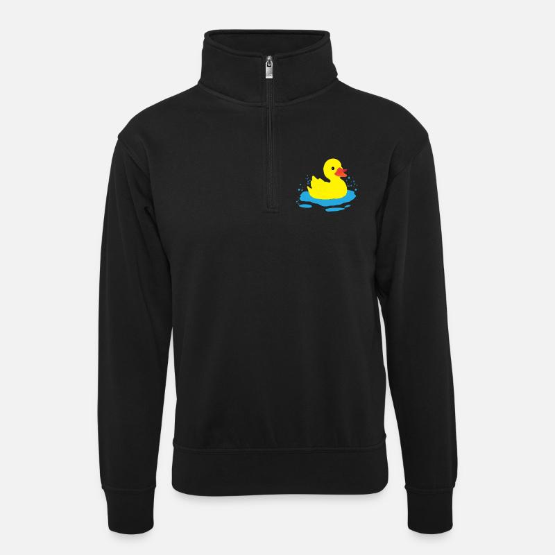 Eine glückliche Ente - Unisex Pullover mit Zip-Kragen - Schwarz