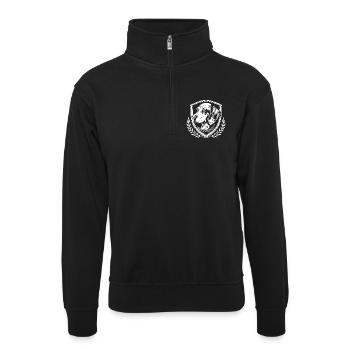 Hundeemblem Im Schild - Unisex Pullover mit Zip-Kragen - Schwarz - Vorne