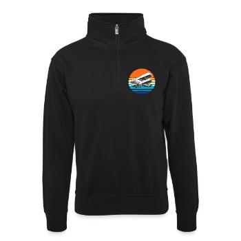 Model Airplane Model Airplane - Unisex sweater with zip collar - black - Front