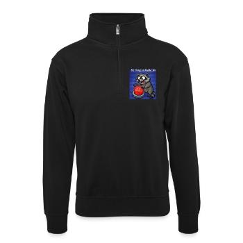 Raccoon Self-Destruct Meme - Unisex sweater with zip collar - black - Front