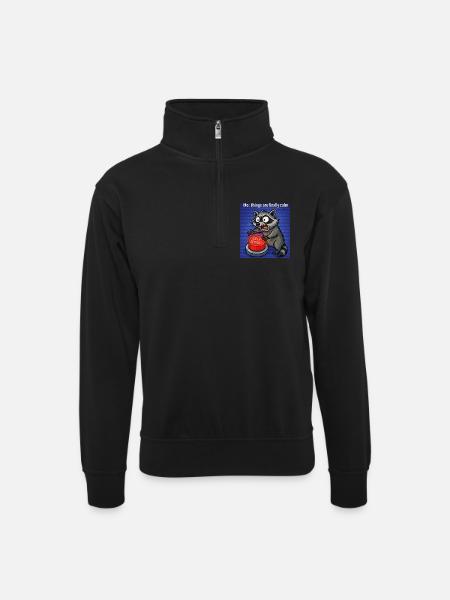 Raccoon Self-Destruct Meme - Unisex sweater with zip collar - black
