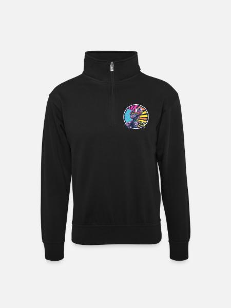 Neon Salamander Tier Sonnenbrille - Unisex Pullover mit Zip-Kragen - Schwarz