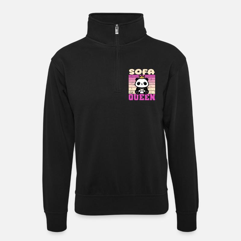 Zocken Frau - Unisex Pullover mit Zip-Kragen - Schwarz