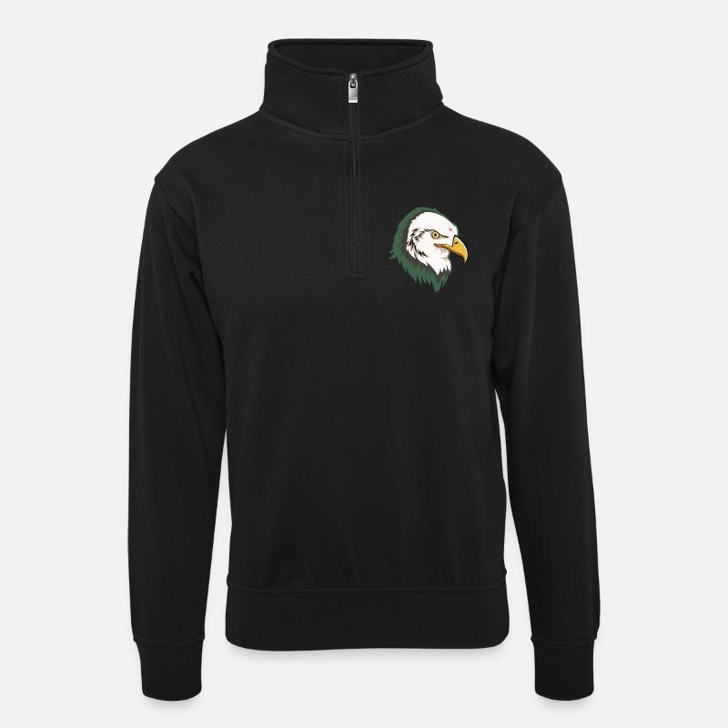 Eagle Head - Unisex Pullover mit Zip-Kragen - Schwarz