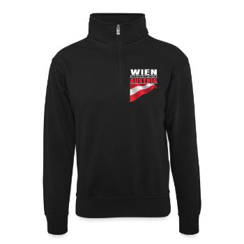 Wien - Unisex Pullover mit Zip-Kragen - Schwarz - Vorne