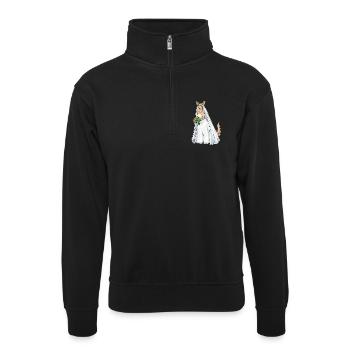 Kangaroo Bridal Bouquet Wedding - Unisex sweater with zip collar - black - Front