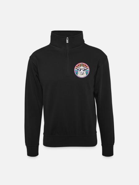 Sun sheep with retro sunglasses - Unisex sweater with zip collar - black