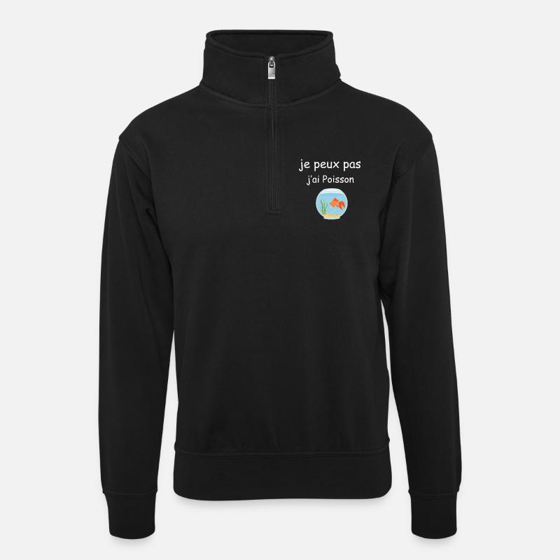 I can't I have fish - Unisex sweater with zip collar - black